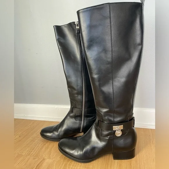 michael KORS Ryan Leather Black Riding Knee Boots - Picture 4 of 14